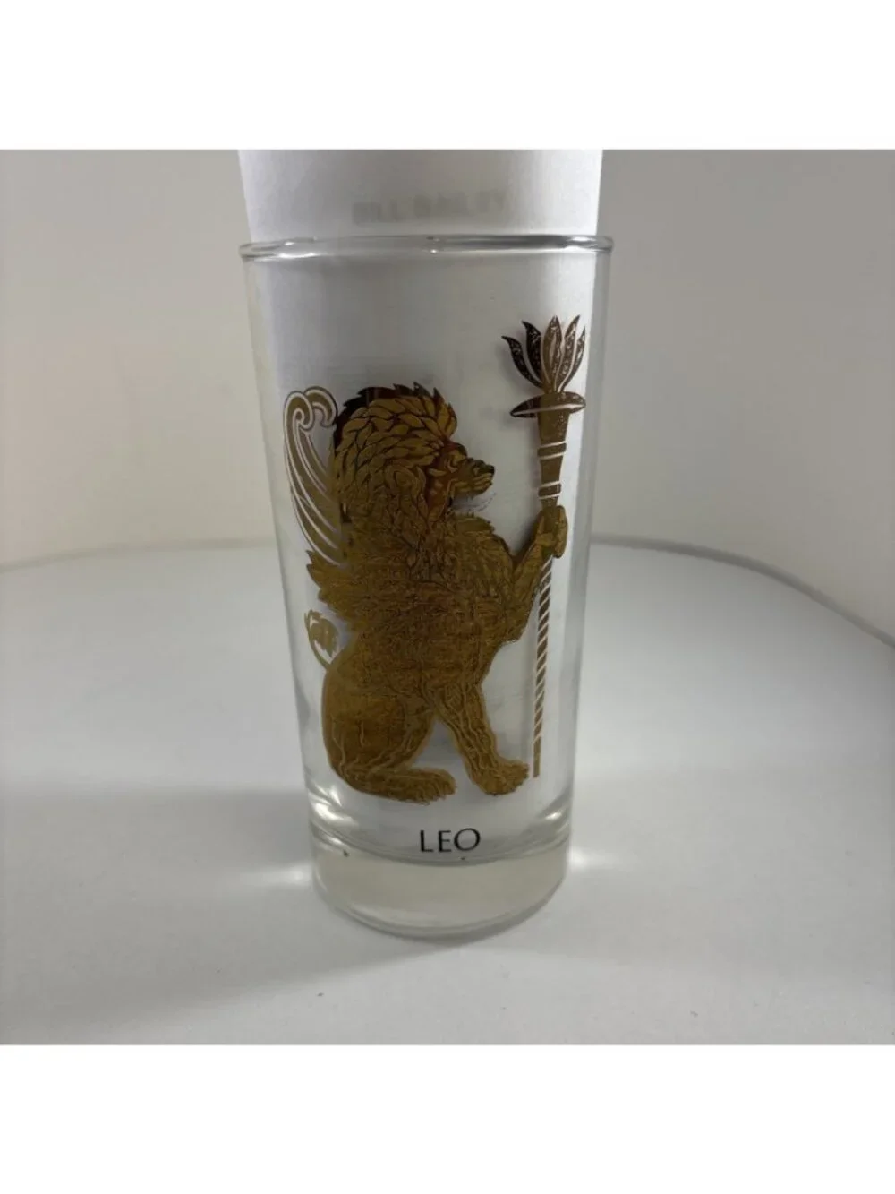 VTG MCM Anchor Hocking Zodiac Highball Tumbler Glass Leo Astrology 1960s Lion